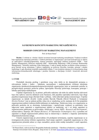 Savremeni koncept marketing menadžmenta