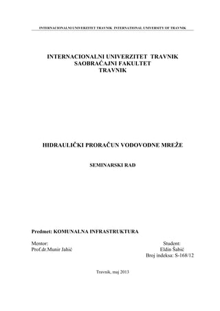 Hidraulicki proracun vodovodne mreže