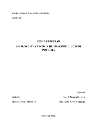 Maslovljeva teorija hijerarhije ljudskih potreba