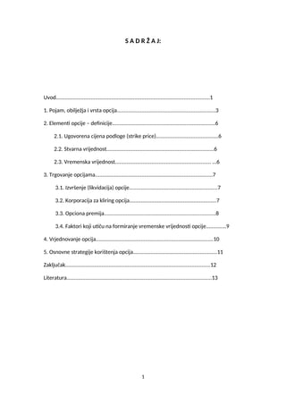 Opcije kao instrument tržišta kapitala