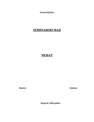 Nehat: seminarski rad iz krivičnog prava