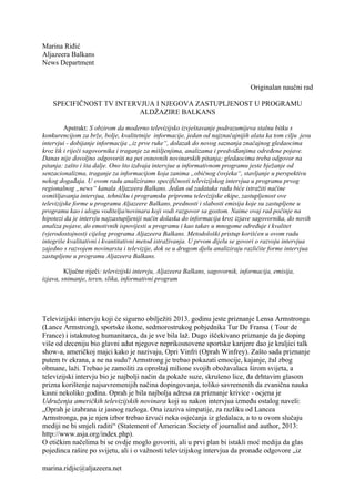 Specifičnost TV intervjua