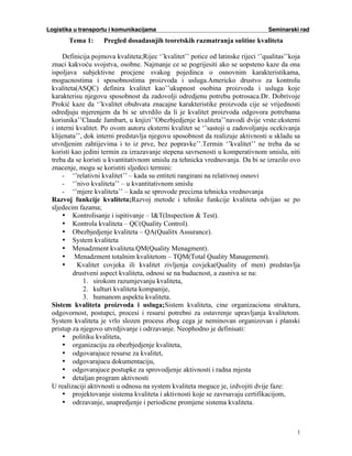 Pregled dosadašnjih teoretskih razmatranja suštine kvaliteta