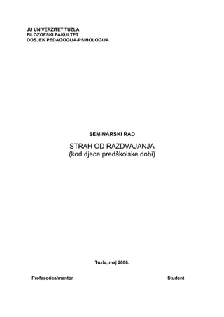 Separacijska anksioznost