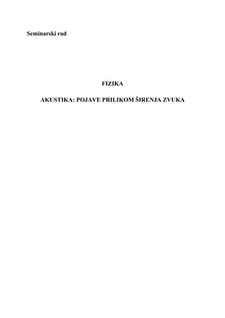 Pojave prilikom širenja zvuka