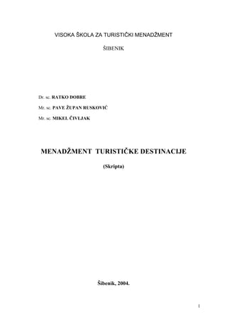 Menadžment turističke destinacije