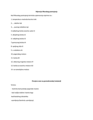 Merenje liftovskog postrojenja