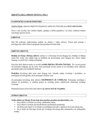 Krivična dela protiv života i tela