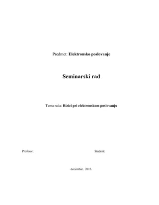 Rizici pri elektronskom poslovanju