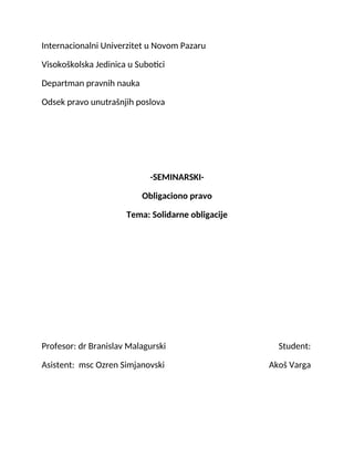 Solidarne obligacije