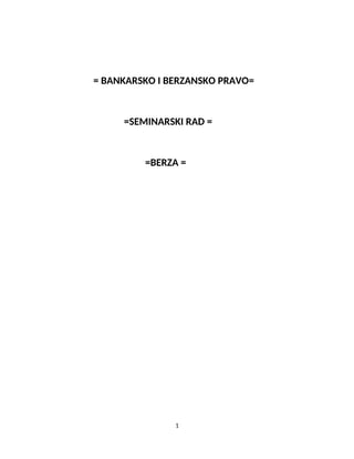 Berza: seminarski rad