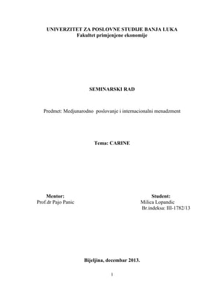 Carine: seminarski rad