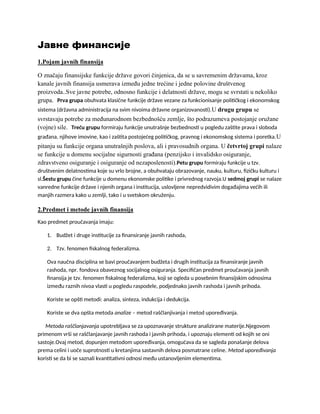 Javne finansije (prvi kolokvijum)