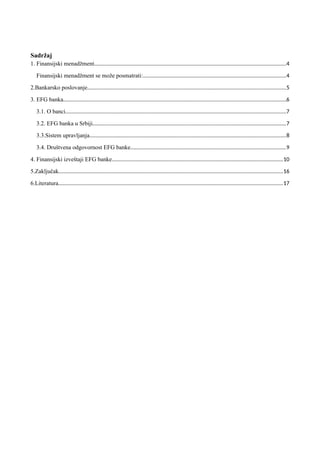 Razvoj sistema upravljanja finansijama na primeru Eurobanke EFG