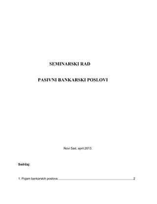 Pasivni bankarski poslovi