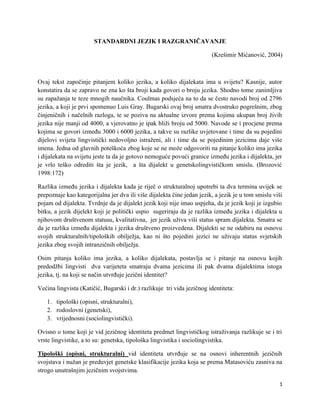 Standardni jezik i razgraničavanja