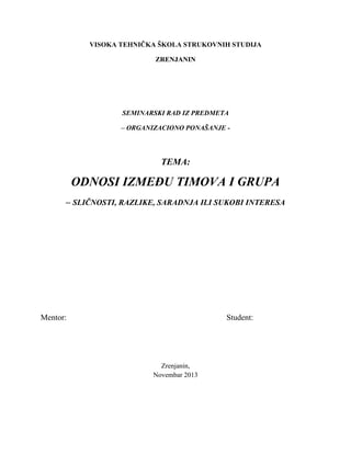 Odnosi izmedju timova i grupa