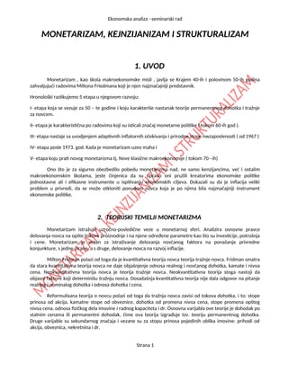 Monetarizam i strukturalizam