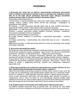 Pitanja i odgovori iz ekonomije