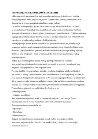 Istorijski aspekti obrazovne inkluzije