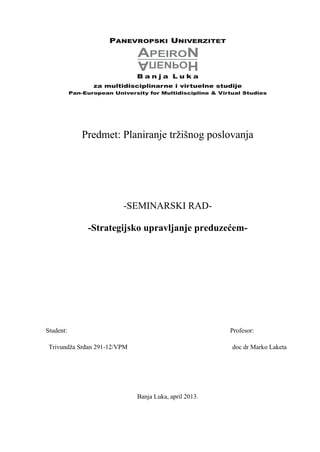 Strategijsko upravljanje preduzećem