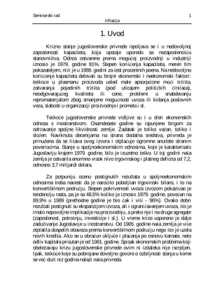 Analiza inflacije u Jugoslaviji: uzroci, posledice i mere