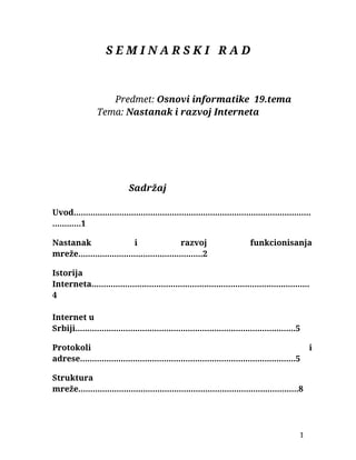 Nastanak i razvoj Interneta