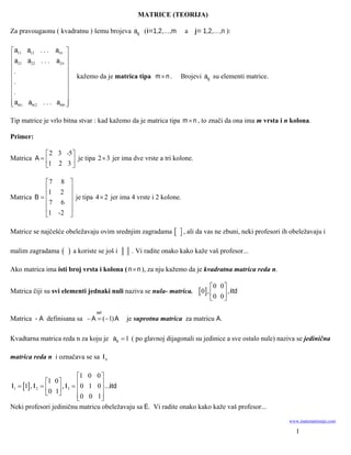 Matrice: teorija i primeri