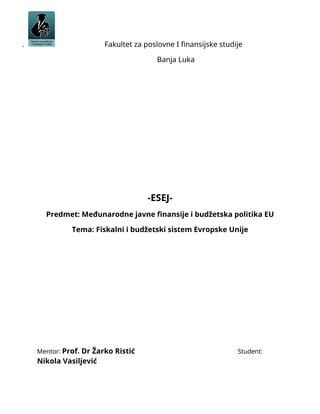 Fiskalni i budžetski sistem Evropske Unije