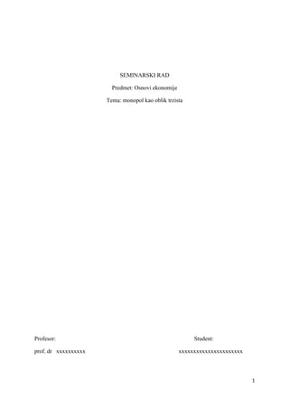 Monopol kao oblik tržista