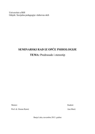 Predrasude i stereotipi