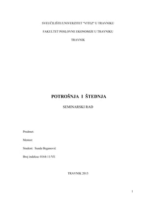 Potrošnja i štednja