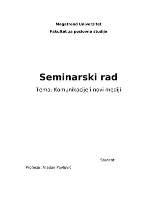 Komunikacije i novi mediji