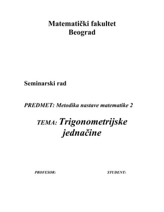Trigonometrijske jednačine
