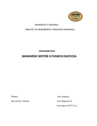 Bankarski sektor u funkciji  razvoja