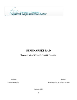 Paradigmatičnost znanja