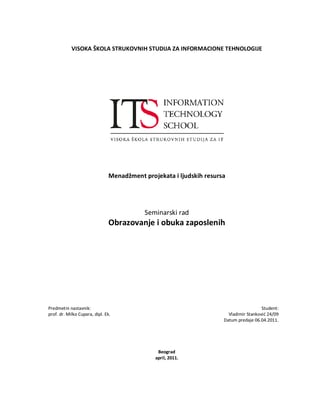 Obrazovanje i obuka zaposlenih