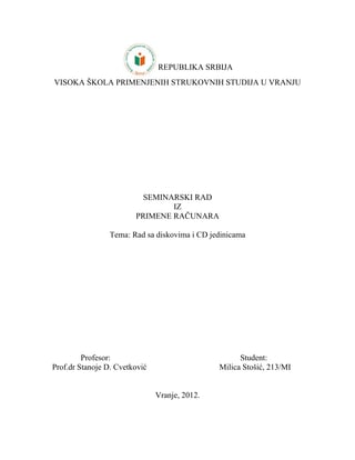 Rad sa diskovima i CD jedinicama