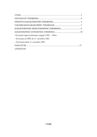 Posebne značajke terorizma