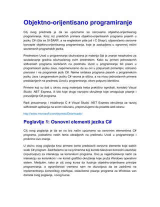 Osnovni elementi Csharp-a