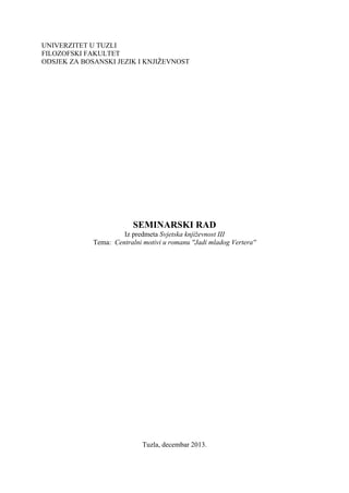 Centralni motivi u romanu ”Jadi mladog Vertera”