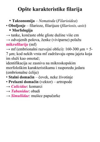 Opšte karakteristike filarija