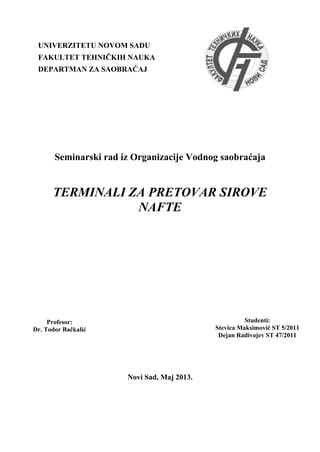 Terminali za pretovar sirove nafte