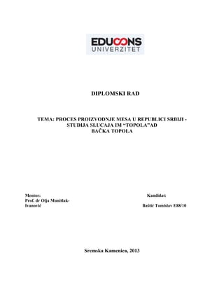 Proces proizvodnje mesa u Republici Srbiji