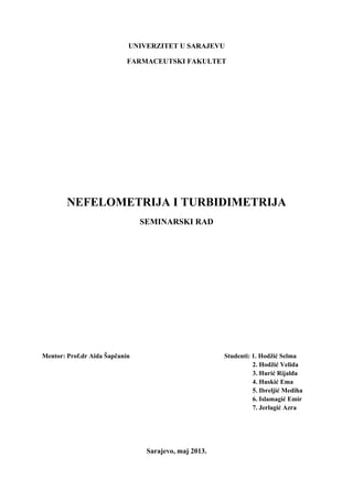 Nefelometrija i turbidimetrija
