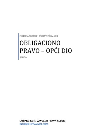 Obligaciono pravo opći dio – Pomoćni materijal za pripremu ispita