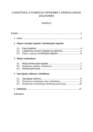 Logistikua u funkciji opskrbe i upravljanja zalihama