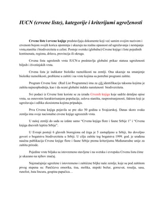 IUCN crvene liste – kategorije i kriterijumi