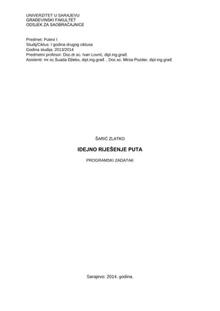 Idejno rešenje puta – Programski zadatak