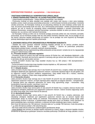 Korporativne finansije (specijalisticke – I kolokvijum)